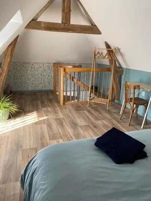 Un ou plusieurs lits dans un hébergement de l'établissement Maison de campagne avec grand parking privé -calme et sérénité