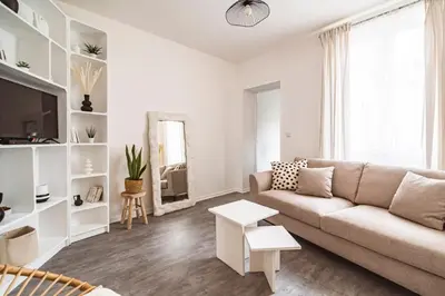 Coin salon dans l'établissement Charmant appartement à Épernay