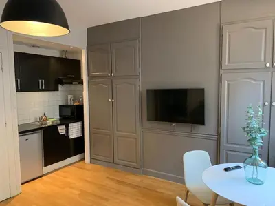 Cuisine ou kitchenette dans l'établissement Apppartement des sacres de reims