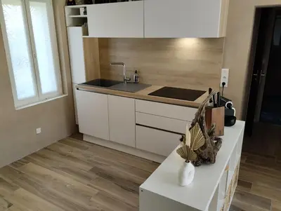 Cuisine ou kitchenette dans l'établissement Au pied des vignes champenoise