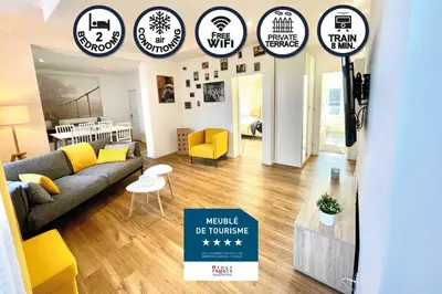 Coin salon dans l'établissement Épernay Prestige, Appartement avec terrasse