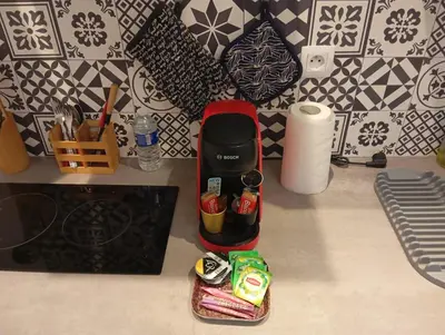 Cuisine ou kitchenette dans l'établissement Saturne