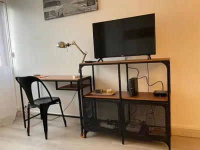 Télévision ou salle de divertissement dans l'établissement Studio-Champagne Lanson-Proche Hôpitaux-Universités-Parc Léo Lagrange