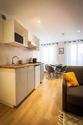 Cuisine ou kitchenette dans l'établissement L'Albatros 008 - Hypercentre Cosy Wifi