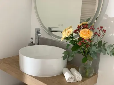 Salle de bains dans l'établissement Le chardonnay, 30 min de Reims