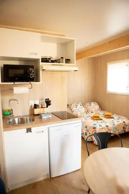 Cuisine ou kitchenette dans l'établissement La Cabane de Camille