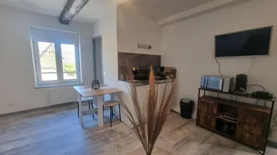 Cuisine ou kitchenette dans l'établissement Jade centre-ville T2 rénové cocon cosy parking 40m2