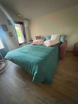 Un ou plusieurs lits dans un hébergement de l'établissement Maison de charme pleine nature pour couple