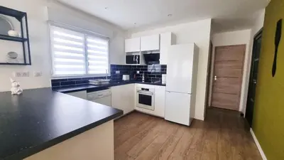 Cuisine ou kitchenette dans l'établissement Superbe Maison avec jardin