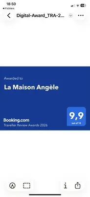Certificat, récompense, panneau ou autre document affiché dans l'établissement La Maison Angèle