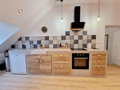 Cuisine ou kitchenette dans l'établissement Le Colombier