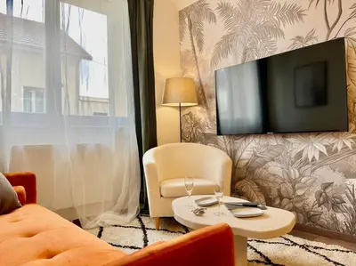 Télévision ou salle de divertissement dans l'établissement Floréa Reims avec du charme proche gare et centre