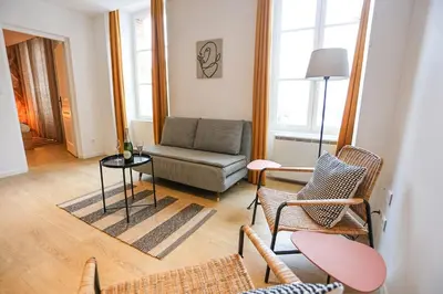 Coin salon dans l'établissement Au 38, Charme et Confort dans notre T2 à Epernay
