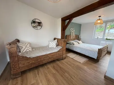 Un ou plusieurs lits dans un hébergement de l'établissement le chalet du bonheur