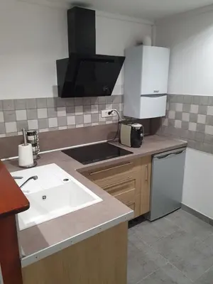 Cuisine ou kitchenette dans l'établissement Gîte les 3 têtes de loups