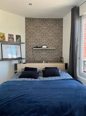 Un ou plusieurs lits dans un hébergement de l'établissement Beautiful appartement with perfect location