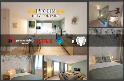 Un ou plusieurs lits dans un hébergement de l'établissement ☆ Ecrin De La Fontaine ☆