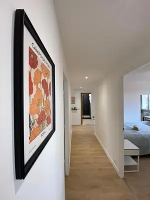 Un ou plusieurs lits dans un hébergement de l'établissement Grand appartement Standing reims centre Arena