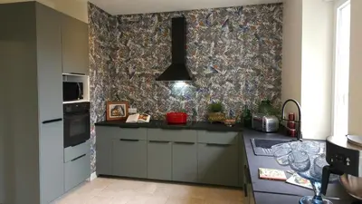Cuisine ou kitchenette dans l'établissement Maison d'hôtes Café Bulle