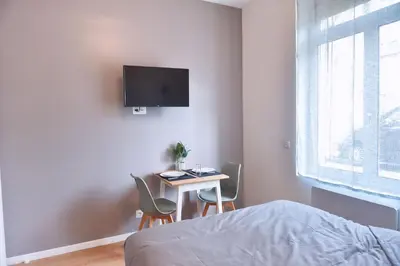Télévision ou salle de divertissement dans l'établissement ZenkaSerenity-Ferme paisible Centre CHU-wifi-pro