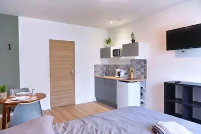 Cuisine ou kitchenette dans l'établissement ZenkaSerenity-Ferme paisible Centre CHU-wifi-pro