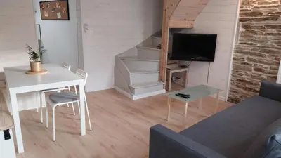 Télévision ou salle de divertissement dans l'établissement Le Scailleteux, petite maison de mineur, climatisée non accessible PMR