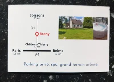 Plan de l'établissement Paris-Reims, 10 personnes, 4 chambres- Spa, Grand jardin privé