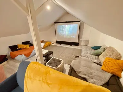 Coin salon dans l'établissement Belle appartement 4 chambres