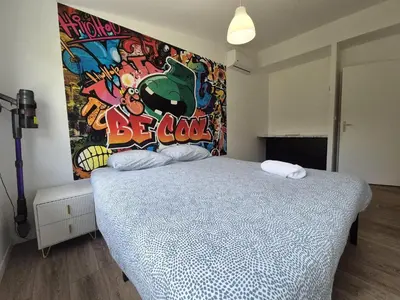 Un ou plusieurs lits dans un hébergement de l'établissement Villahermosa, un oasis artistique