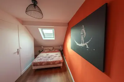 Un ou plusieurs lits dans un hébergement de l'établissement Appartement Tout Confort à Deux Pas de la Gare