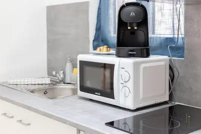 Cuisine ou kitchenette dans l'établissement Joli studio confortable