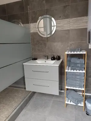 Salle de bains dans l'établissement Appartements Turquoise 2 pers - L'Artdu'Net -