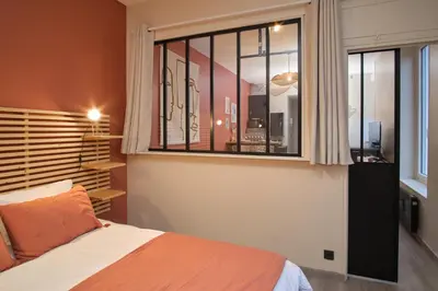 Un ou plusieurs lits dans un hébergement de l'établissement Superbe appartement proche cathédrale