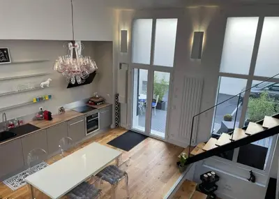 Cuisine ou kitchenette dans l'établissement Loft Reims - Parking gratuit