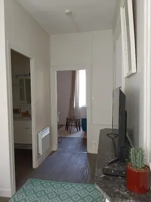 Télévision ou salle de divertissement dans l'établissement Appartement au cœur de la Petite Cité de Caractère