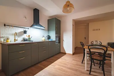Cuisine ou kitchenette dans l'établissement Jeroboam Fauvette, bel appartement hyper centre Epernay