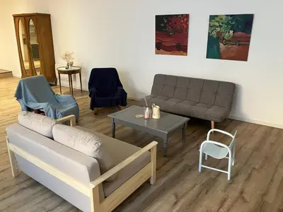 Coin salon dans l'établissement Loft des oiselets