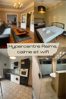 Cuisine ou kitchenette dans l'établissement Au Forum, Hypercentre Reims
