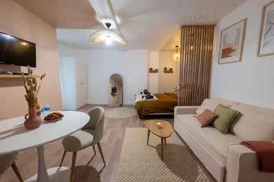 Télévision ou salle de divertissement dans l'établissement Studio Chic en Plein Centre-Ville