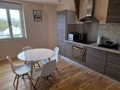 Cuisine ou kitchenette dans l'établissement appartement en pleine nature