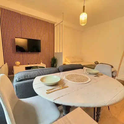 Télévision ou salle de divertissement dans l'établissement Appartement Résidence Lenoir - Centre REIMS