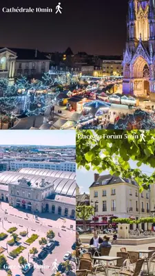 Vue générale sur Reims ou vue de la ville depuis l'appartement