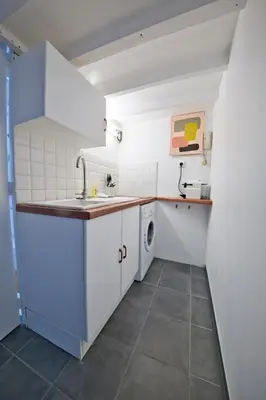 Cuisine ou kitchenette dans l'établissement Le Coquebert - Studio
