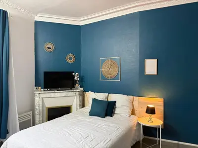 Un ou plusieurs lits dans un hébergement de l'établissement Studio SN5 - Centre-Ville Meaux - Proche Disneyland