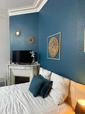 Un ou plusieurs lits dans un hébergement de l'établissement Studio SN5 - Centre-Ville Meaux - Proche Disneyland