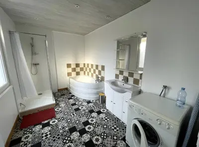 Salle de bains dans l'établissement Au gîte du Roy