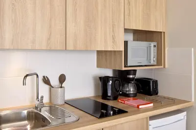 Cuisine ou kitchenette dans l'établissement Quality Aparthotel Reims - Saint-Thomas