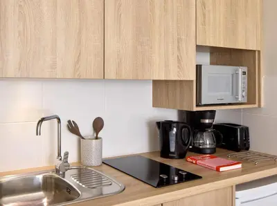 Cuisine ou kitchenette dans l'établissement Quality Aparthotel Reims - Saint-Thomas