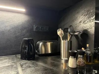 Cuisine ou kitchenette dans l'établissement L'Effervescence