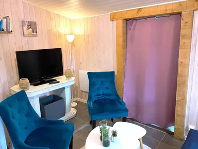 Télévision ou salle de divertissement dans l'établissement Le pecheur de la semoy